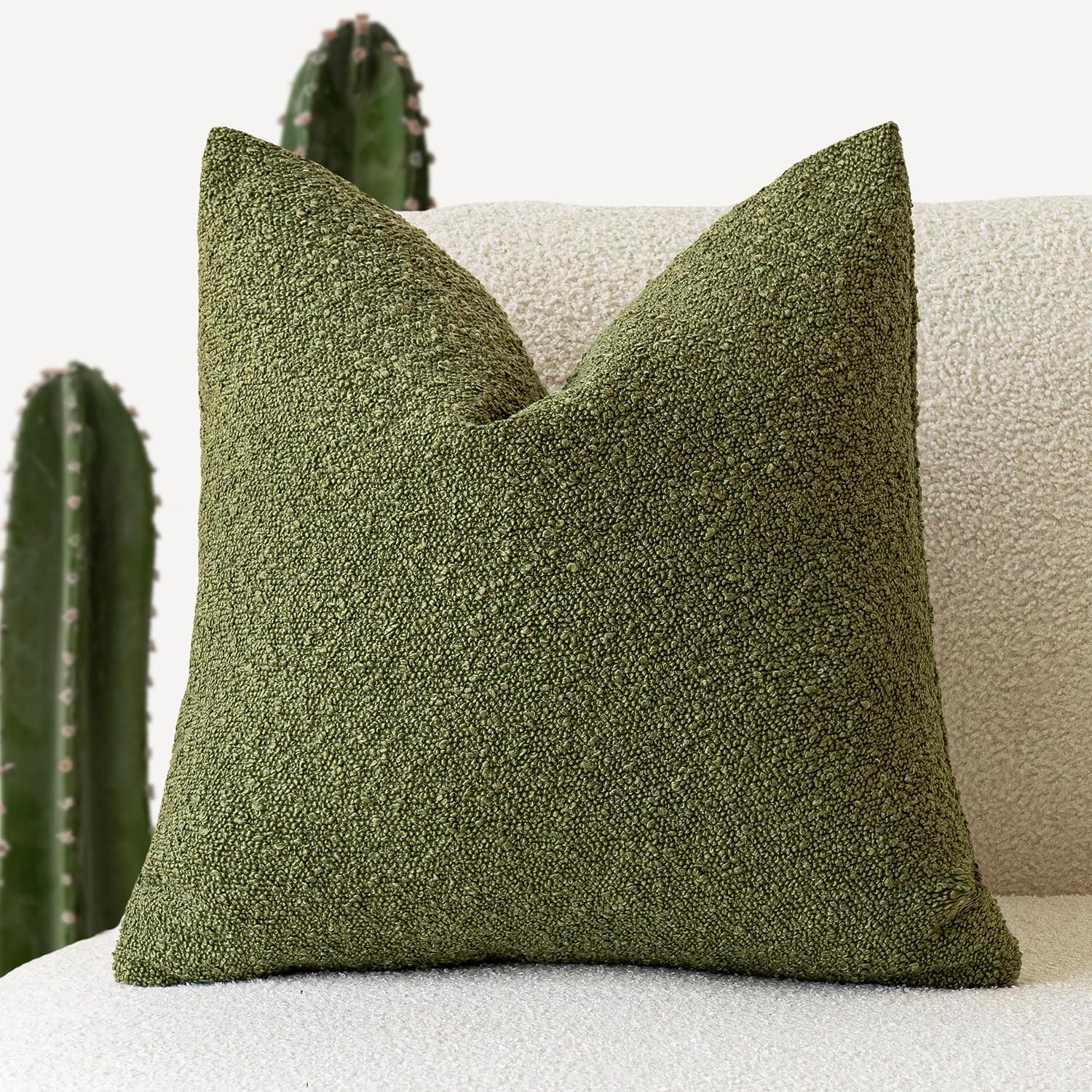 Foindtower Decorative Textured Boucle Throw Pillow Covers Accent Solid Pillow Cases Neutral Soft Cozy Couch Cushion Case for Chair Sofa…