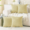 Cozoomy Set of 4 Pale Yellow Decorative Throw Pillow Covers 18x18 Inch Corduroy Pillow Covers for Bed Couch Sofa Living Room Soft Square Cu…