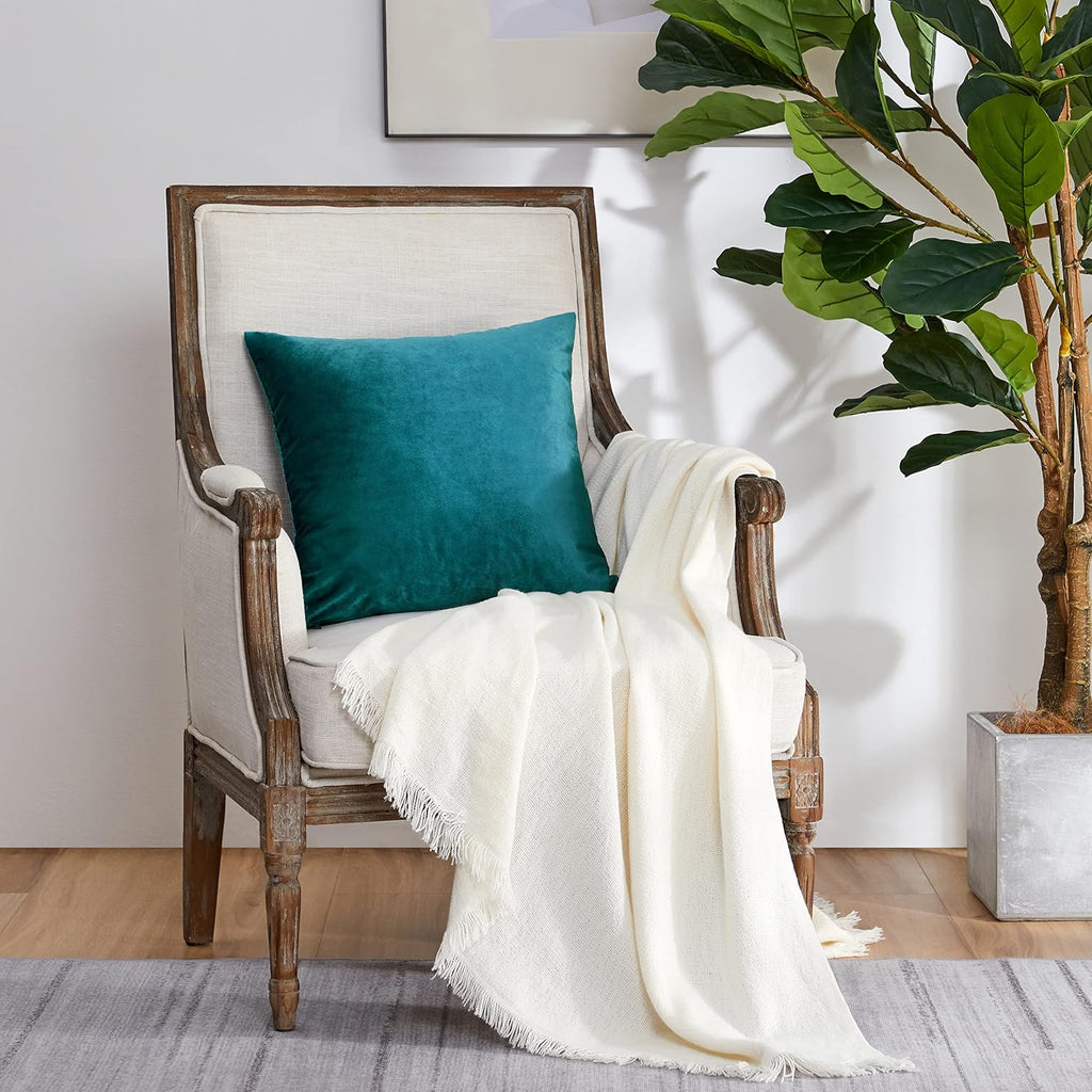 GIGIZAZAFocusingonhomedecoration GIGIZAZA Décor Throw Couch Pillow Covers Set of 2, Sofa Cushion Teal Peacock Green Pillow Covers, Velvet Pil…