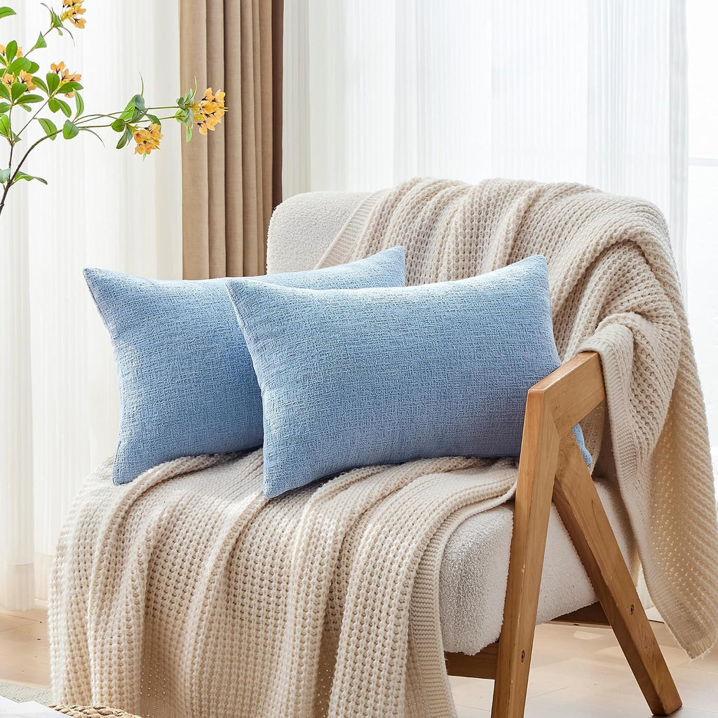 Gawamay Set of 2 Decorative Lumbar Soft Chenille Throw Pillow Covers 12x20 Inch, Boho Farmhouse Cushion Cases, Couch Pillow Covers for Livi…