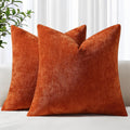 decorUhome Chenille Rust Throw Pillow Covers 20x20 Inch Set of 2, Decorative Soft Couch Pillow Covers Solid Dyed Accent Farmhouse Neutral S…