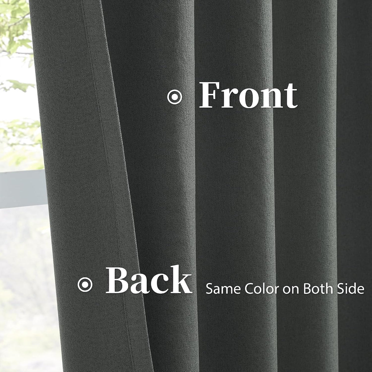 Keqiaosuocai Full Blackout Curtains Dark Grey 102 Inches Long 2 Panels Set, Extra Long Back Tab Rod Pocket Linen Curtains, Floor to Ceiling…