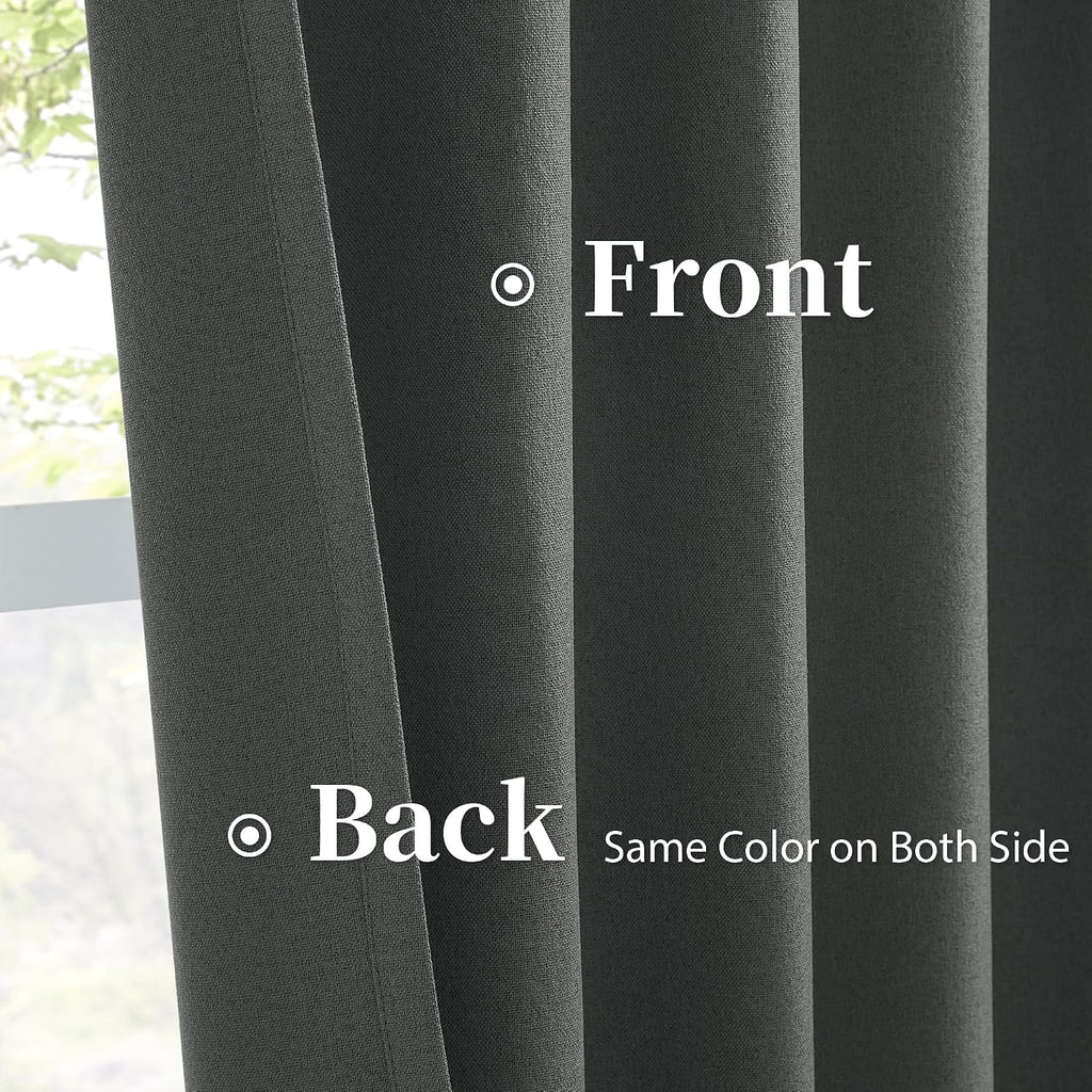 Keqiaosuocai 100% Blackout Linen Curtains, Full Shade Complete Light Blocking Drapes Back Tab Rod Pocket Hook Belt, Textured Thermal Insula…
