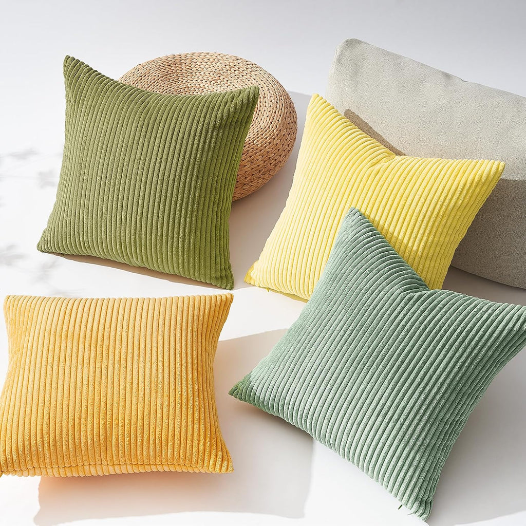 Topfinel Euro Shams Decorative Throw Pillow Covers 26x26 Inch Set of 4, Oversized Large Cushion Cases for Couch Sofa, Living Room, Corduroy Ye…