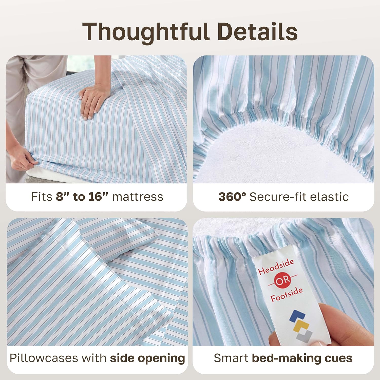 CaliforniaDesignDen California Design Den Soft 100% Cotton Sheets Queen Size Set, 400 TC Good Housekeeping Award Winner, Smooth Sateen Fini…