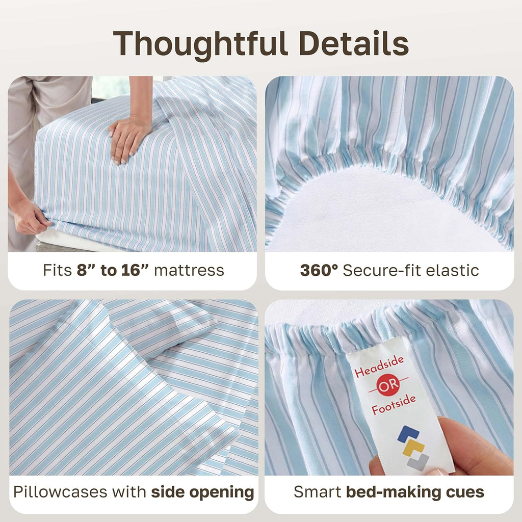 CaliforniaDesignDen California Design Den Soft 100% Cotton Sheets Cal King Size Set, 400 TC Good Housekeeping Award Winner, Smooth Sateen F…