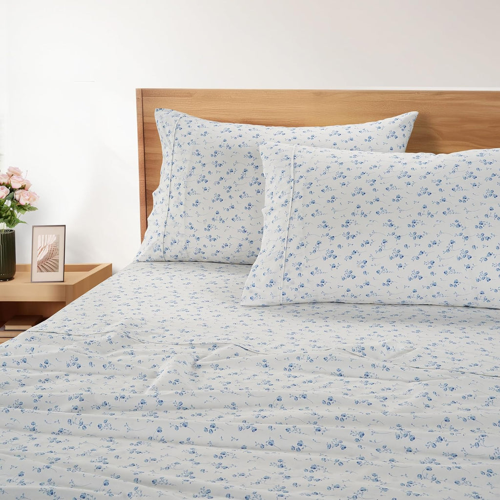 Casa Platino 100% Cotton Sheets Full Size Set - 6 Pieces (1 Flat, 1 Fitted, 4 Pillowcases) - Soft & Breathable Percale Weave - Durable &…