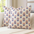 OTOSTAR Floral Print Pillow Covers 16x16 Inch Pack of 2 Double-Sided Navy Blue Orange Flower Square Throw Pillow Covers Farmhouse Rustic…