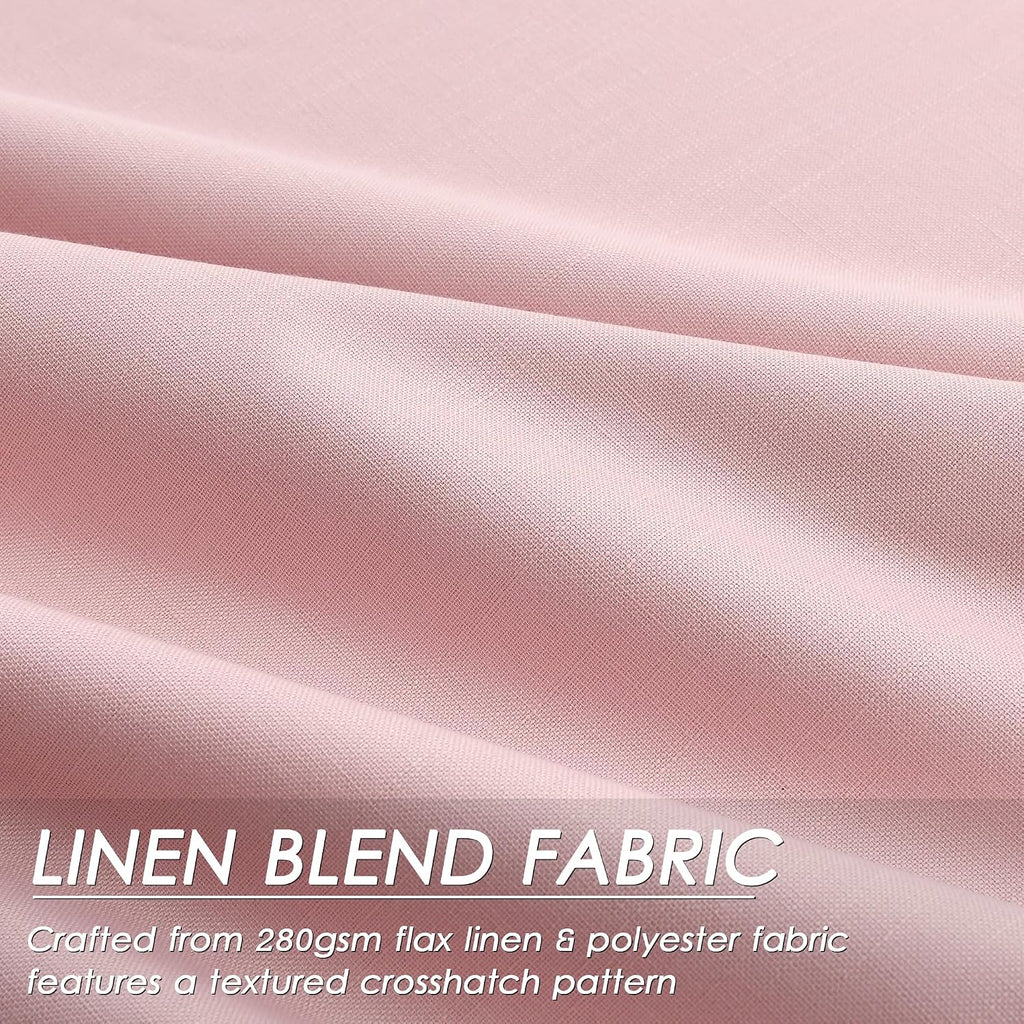 Nanspring Pink 100% Blackout Linen Curtains 84 Inch Length 2 Panels Set for Bedroom Back Tab Modern Farmhouse Decor Black Out Girl Curtain…