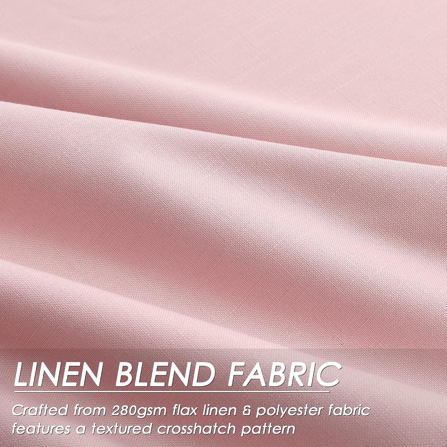 Nanspring Pink 100% Blackout Linen Curtains 84 Inch Length 2 Panels Set for Bedroom Back Tab Modern Farmhouse Decor Black Out Girl Curtain…