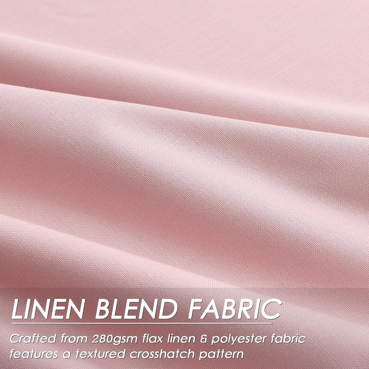 Nanspring Pink 100% Blackout Linen Curtains 96 Inches Long for Bedroom Back Tab Thermal Insulated Modern Farmhouse Decor Black Out Girl Cur…