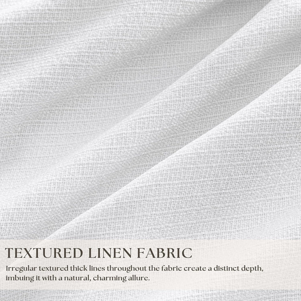 Twodrapes Snow White Pinch Pleated Blackout Linen Curtains 86 Inches Long for Bedroom Pleated 100% Black Out Drapes with Liner Modern Farmh…