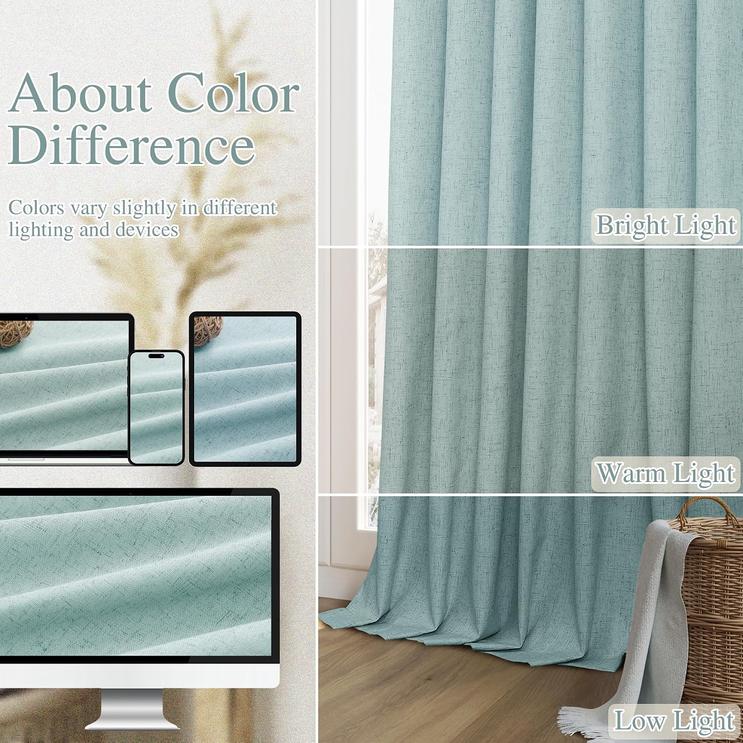 Guken 100% Blackout Linen Curtains 90 Inch Length 2 Panels Set for Living Room Bedroom Back Tab Thermal Insulated Black Out Linen Drapes Ro…