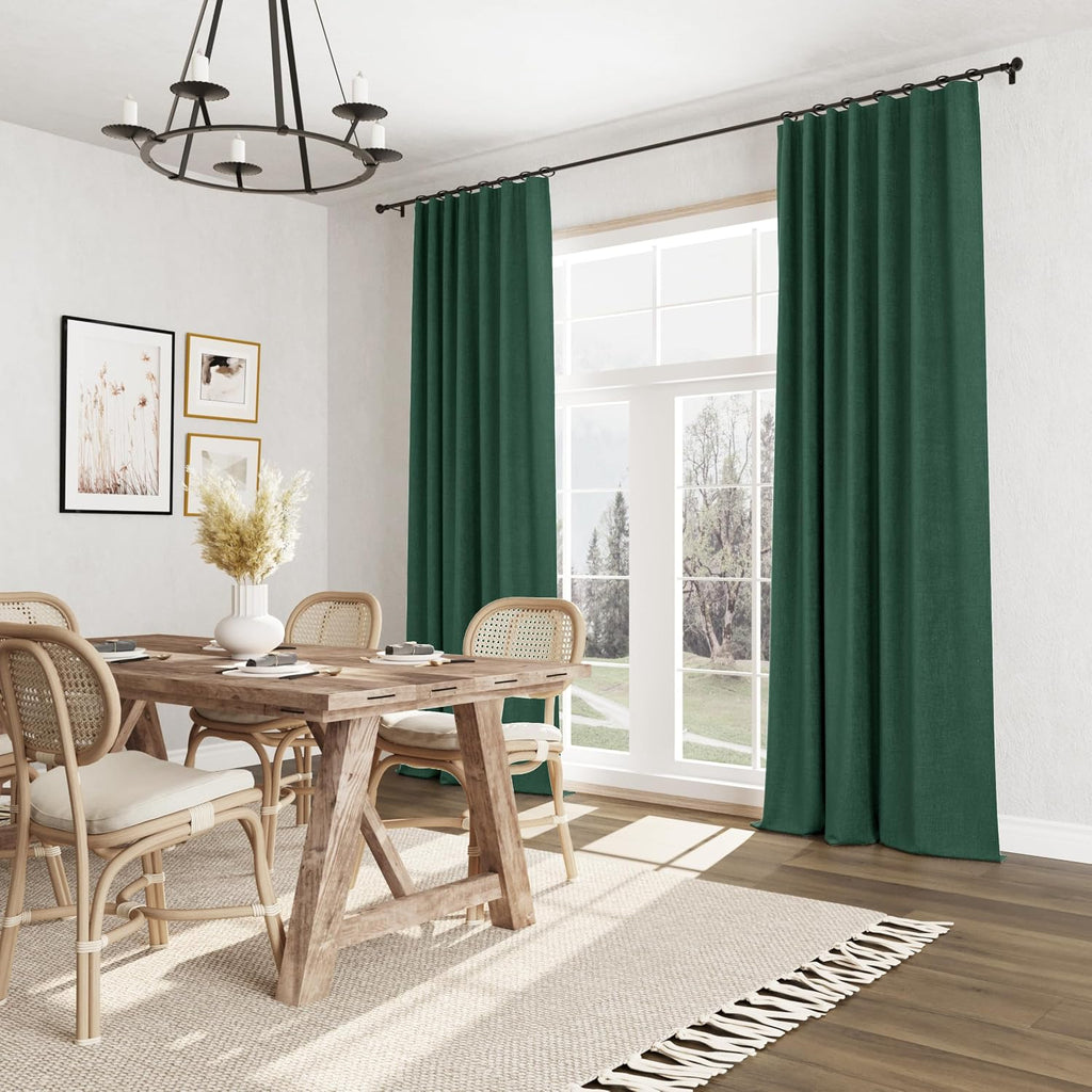 Guken 100% Blackout Curtains 120 Inch Length 2 Panels Set for Living Room Bedroom Back Tab Thermal Insulated Black Out Linen Drapes Room Da…