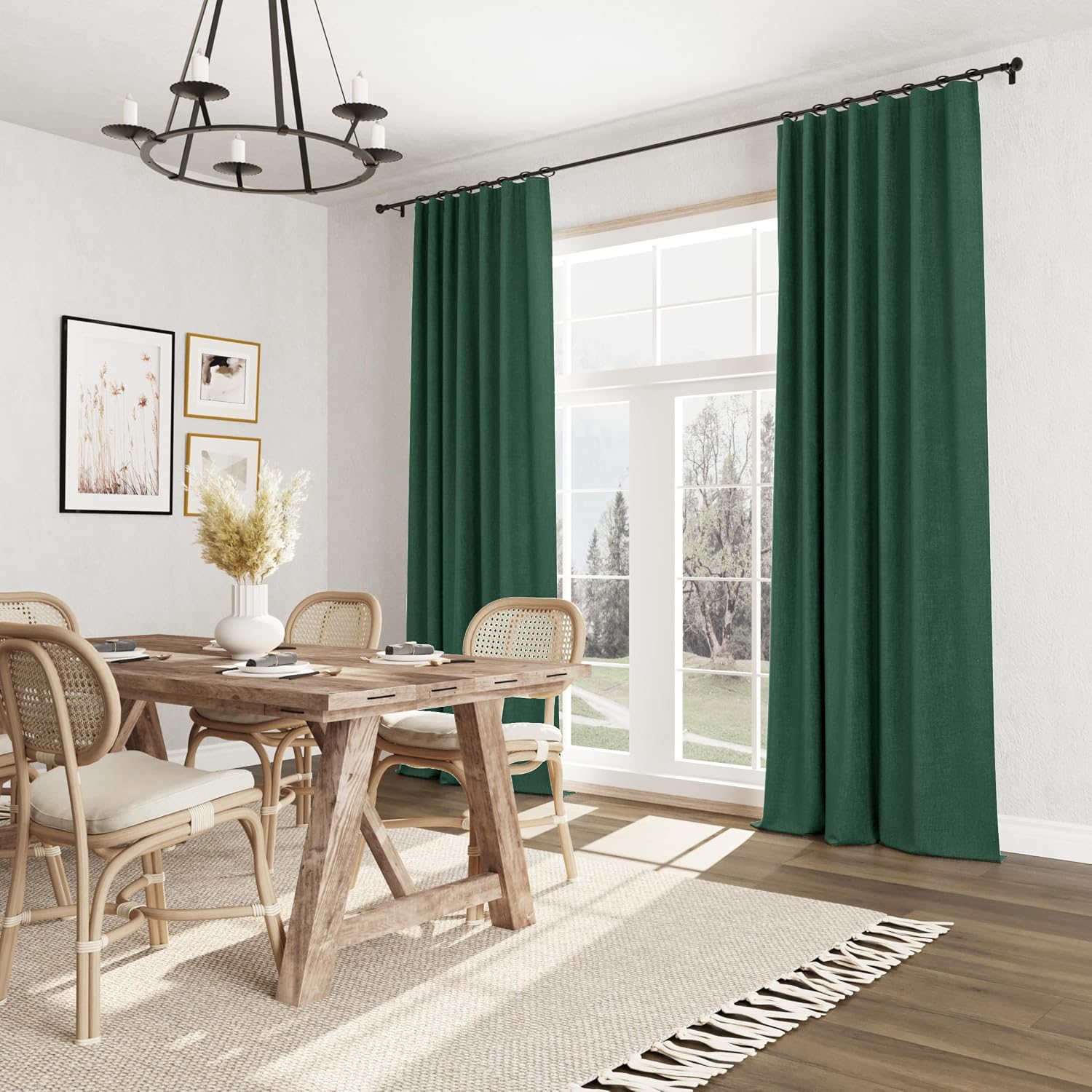 Guken 100% Blackout Curtains 120 Inch Length 2 Panels Set for Living Room Bedroom Back Tab Thermal Insulated Black Out Linen Drapes Room Da…