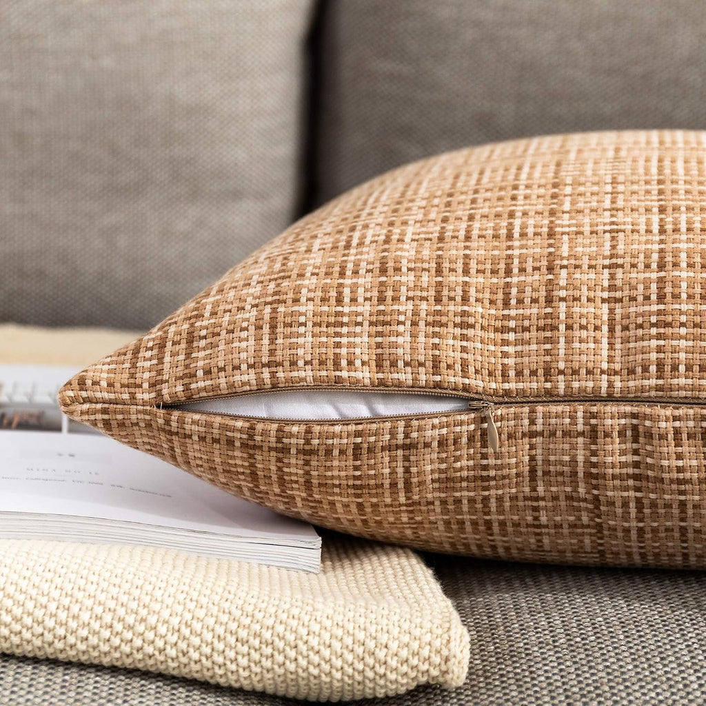 Kevin Textile Outdoor Waterproof Throw Pillow Covers 26x26 Inch Pack of 2 Woven Faux Linen Farmhouse Decorative Euro Shams Water…