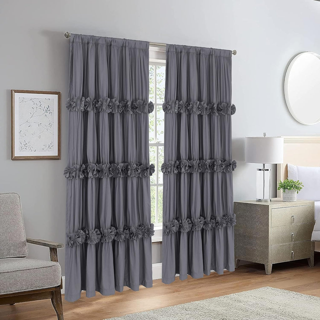 Homechoice Decor Thermal Insulated Blackout Window Curtains, 54" W x 84" L x 2 Panels, Boho Ruched Window Treatments with 3 Rows of…