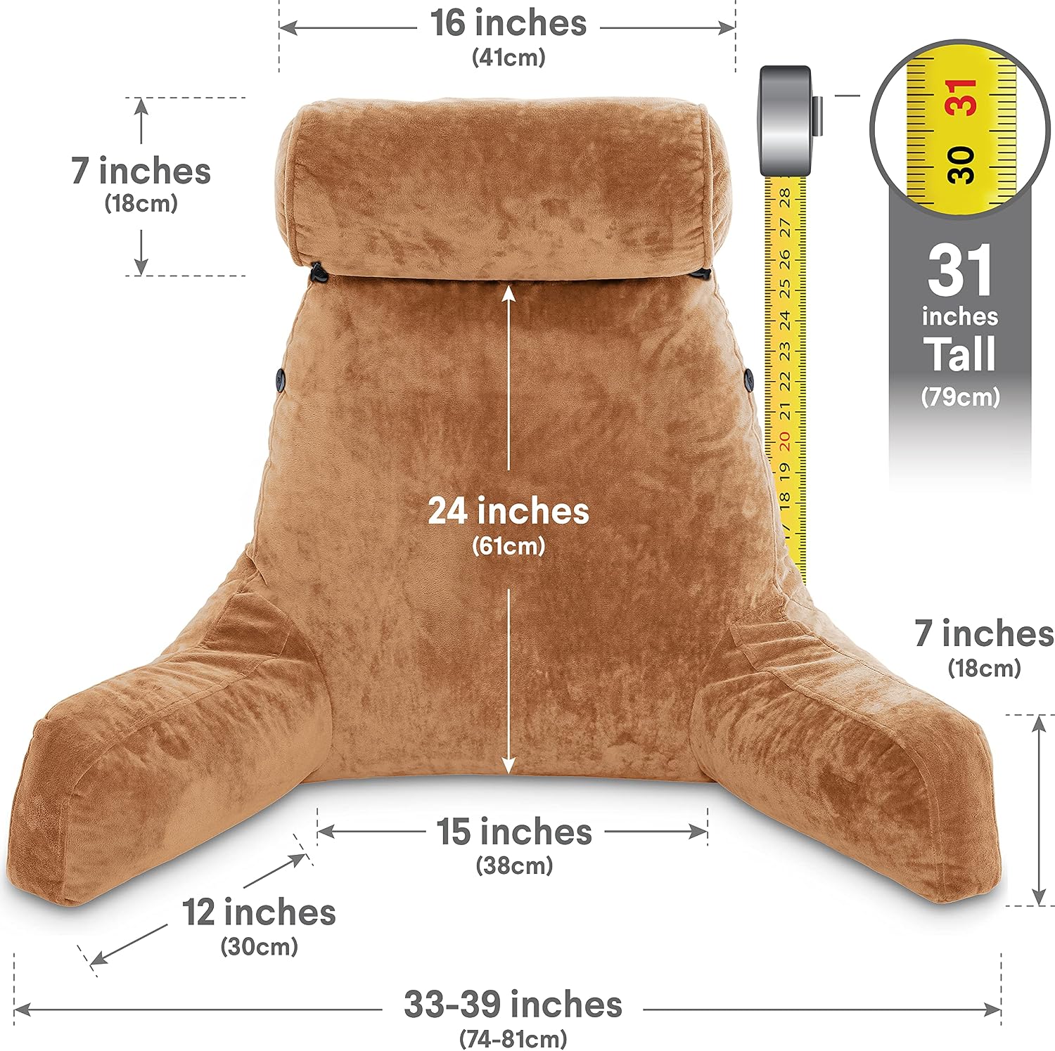 Husband Pillow XXL The Original for Adults - 30" Tall Backrest for Sitting Up in Bed - Firm Support Reading & Bed Rest Pillows for…