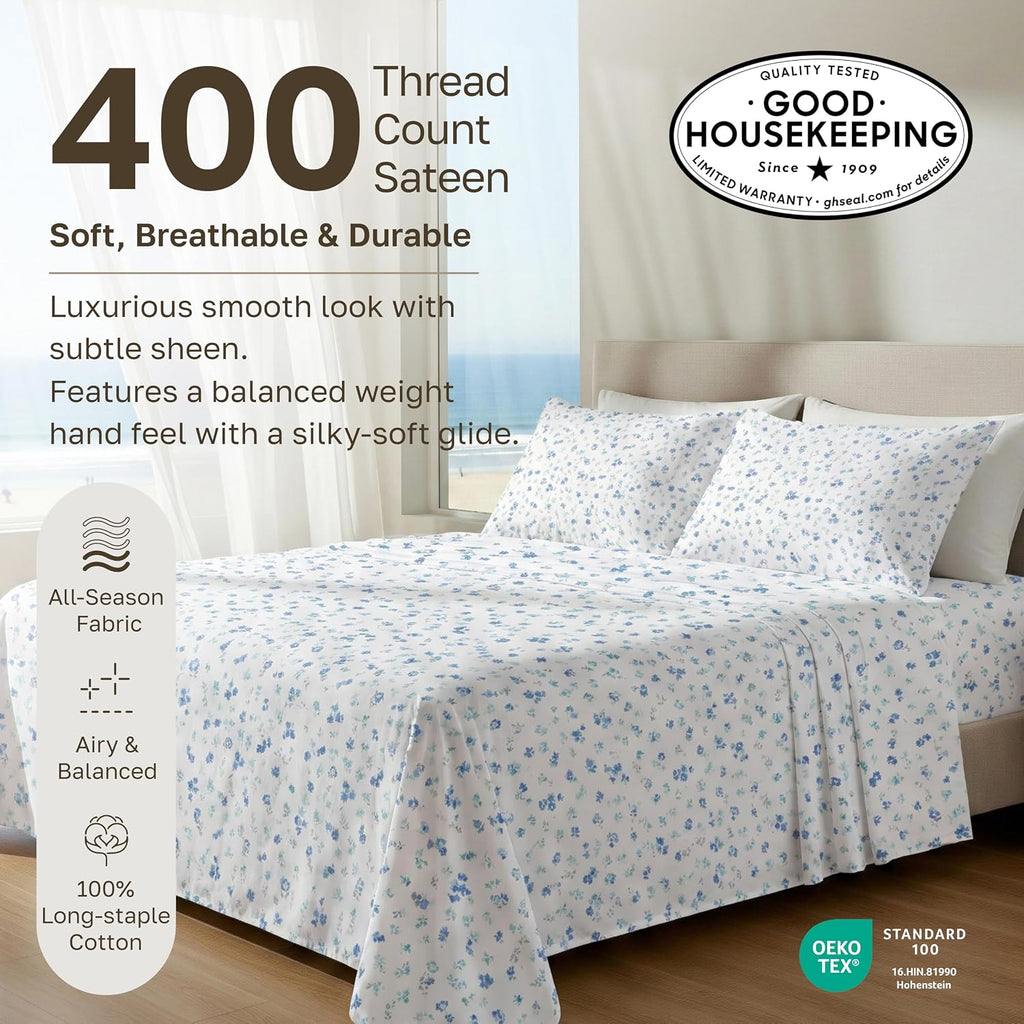 CaliforniaDesignDen California Design Den Soft King Size 100% Cotton Sheet Sets, 400 TC Good Housekeeping Award Winner, Smooth Sateen Finis…