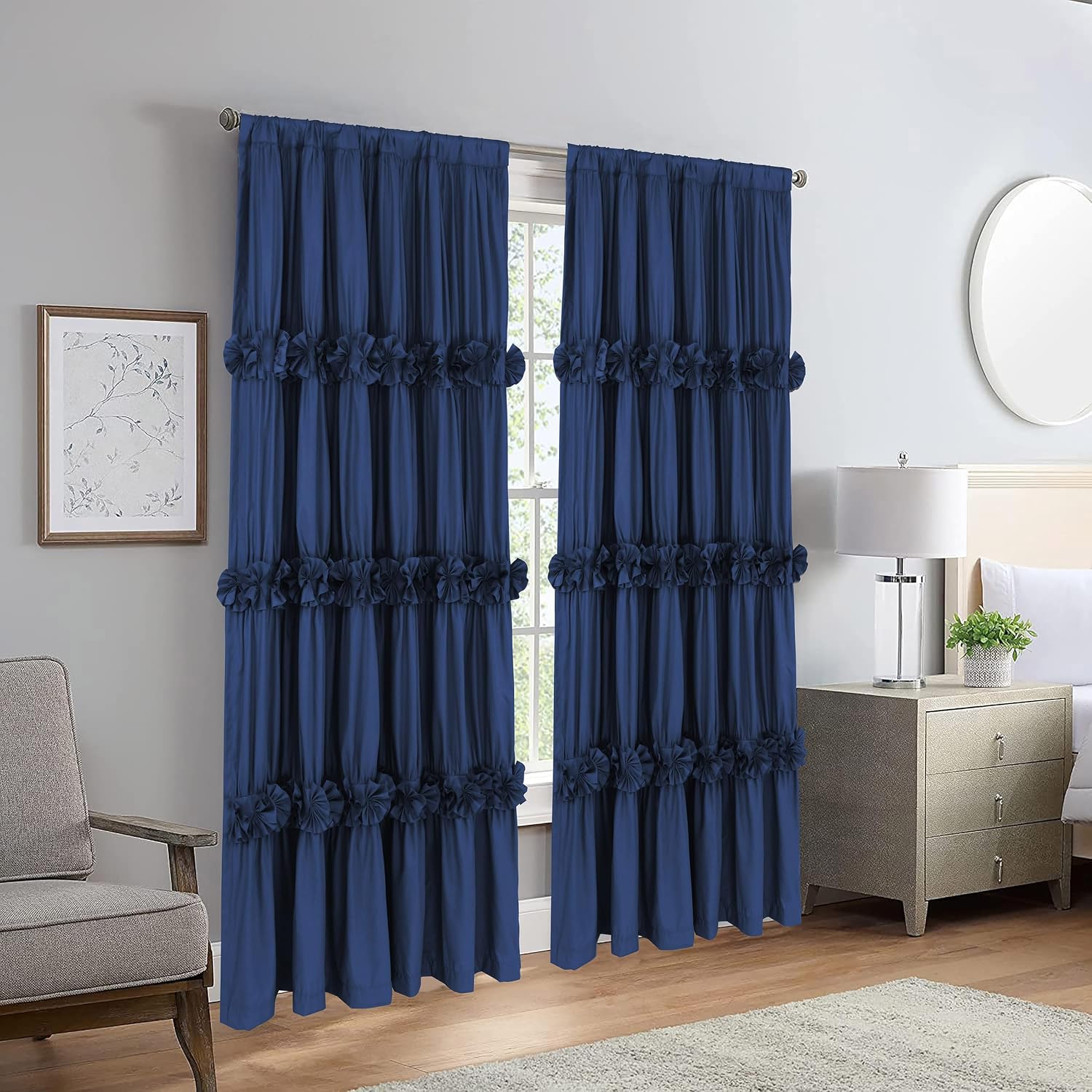Homechoice Decor Thermal Insulated Blackout Window Curtains, 54" W x 84" L (Pair), Boho Ruched Window Treatments with 3 Rows of Butterfly…