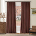 Twodrapes Brown Red Pinch Pleated Blackout Curtains 102 Inches Long for Bedroom 100% Black Out Thick Linen Dual Layer Pleated Drapes Farmho…
