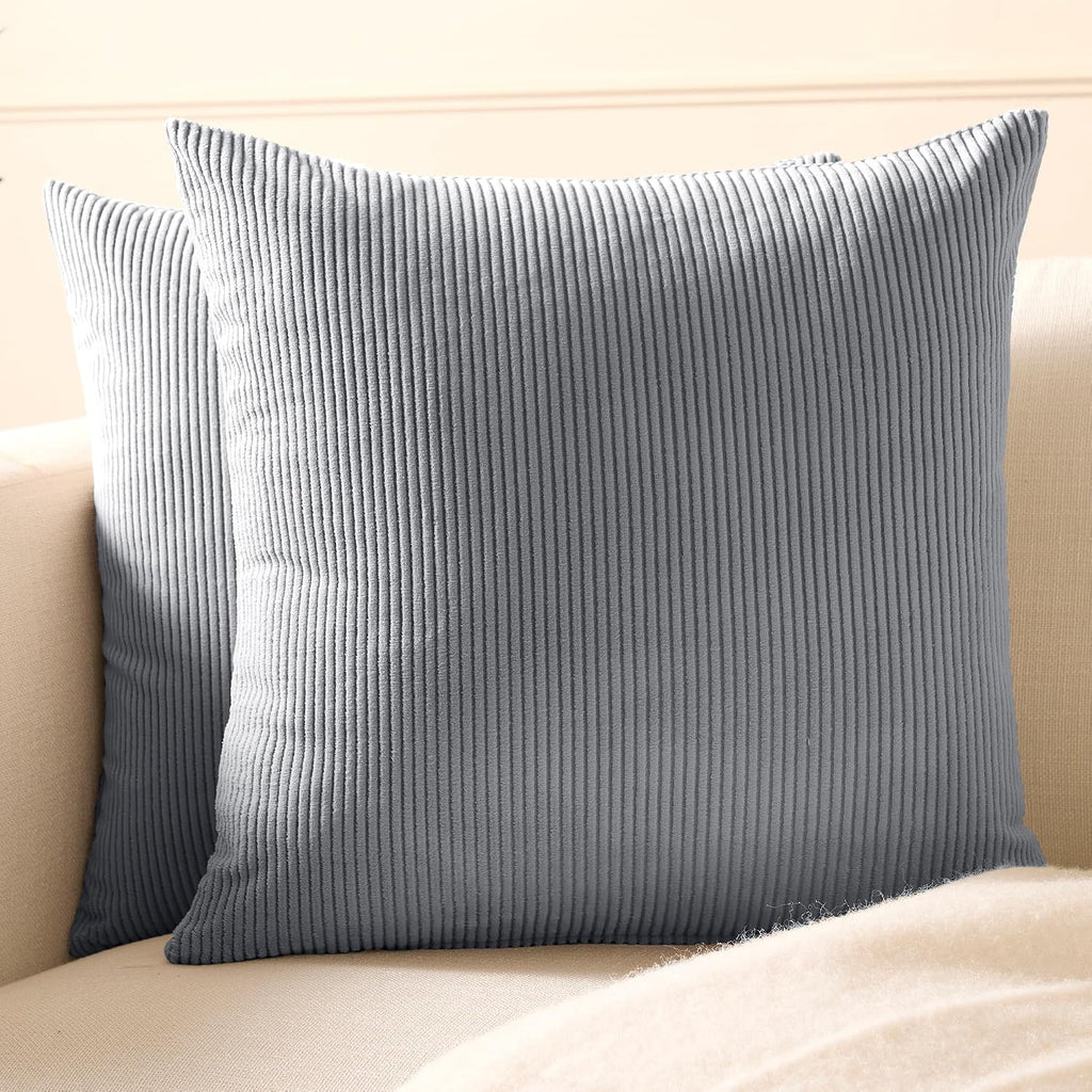 EncasaXO Encasa XO Corduroy Throw Pillows Covers 16"x16", Set of 2 Soft Textured Striped Boho Pillow Covers | Decorative and Cozy Cushion C…
