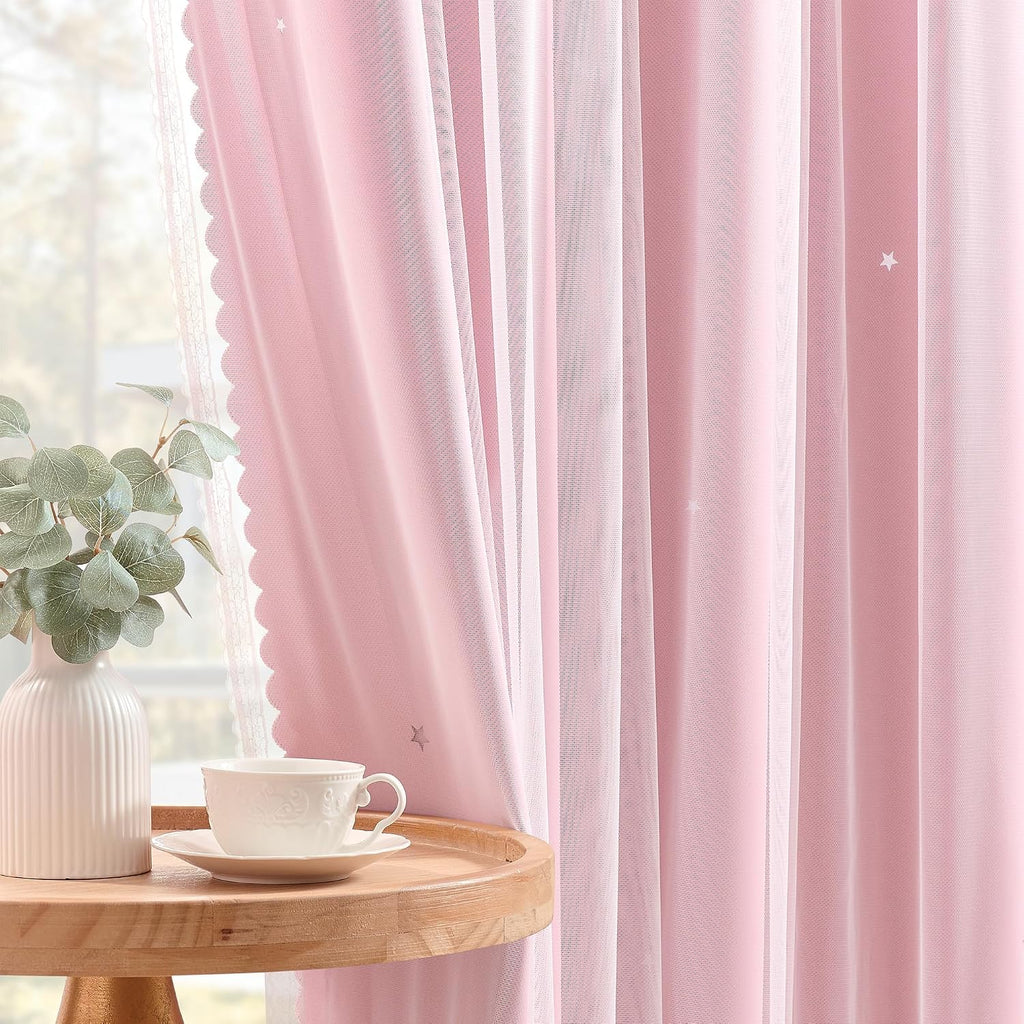 Addsomecolortolife XiDi Pink Curtains for Bedroom, Girls Room Blackout Curtains, Kids Room Darkening Curtains, Light Pink Decor, 1 Panel Li…