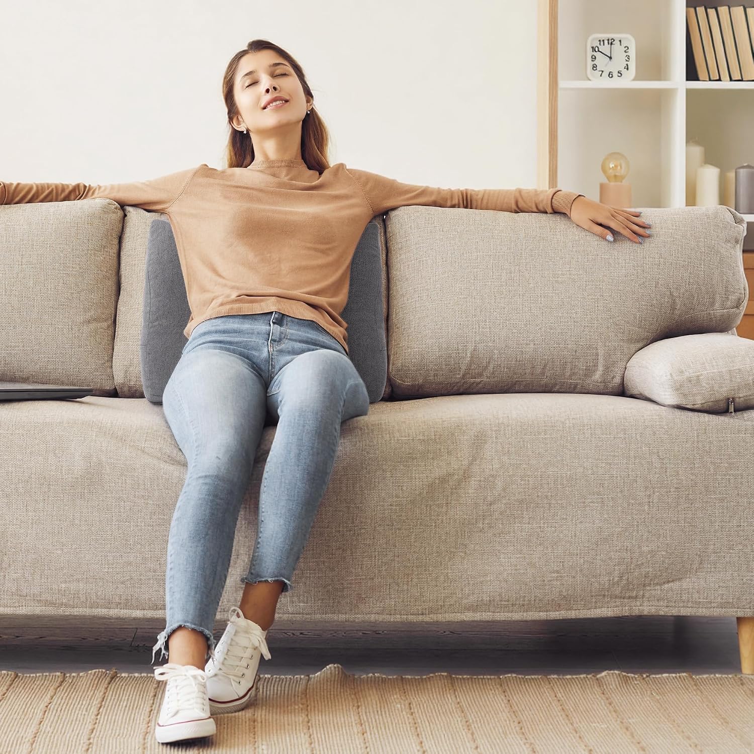 ROYALAY Back Support for Couch Sitting, Memory Foam Back Cushion for Couch, Back Rest Pillow for Sitting in Bed, Wedge Reading Pillow for…