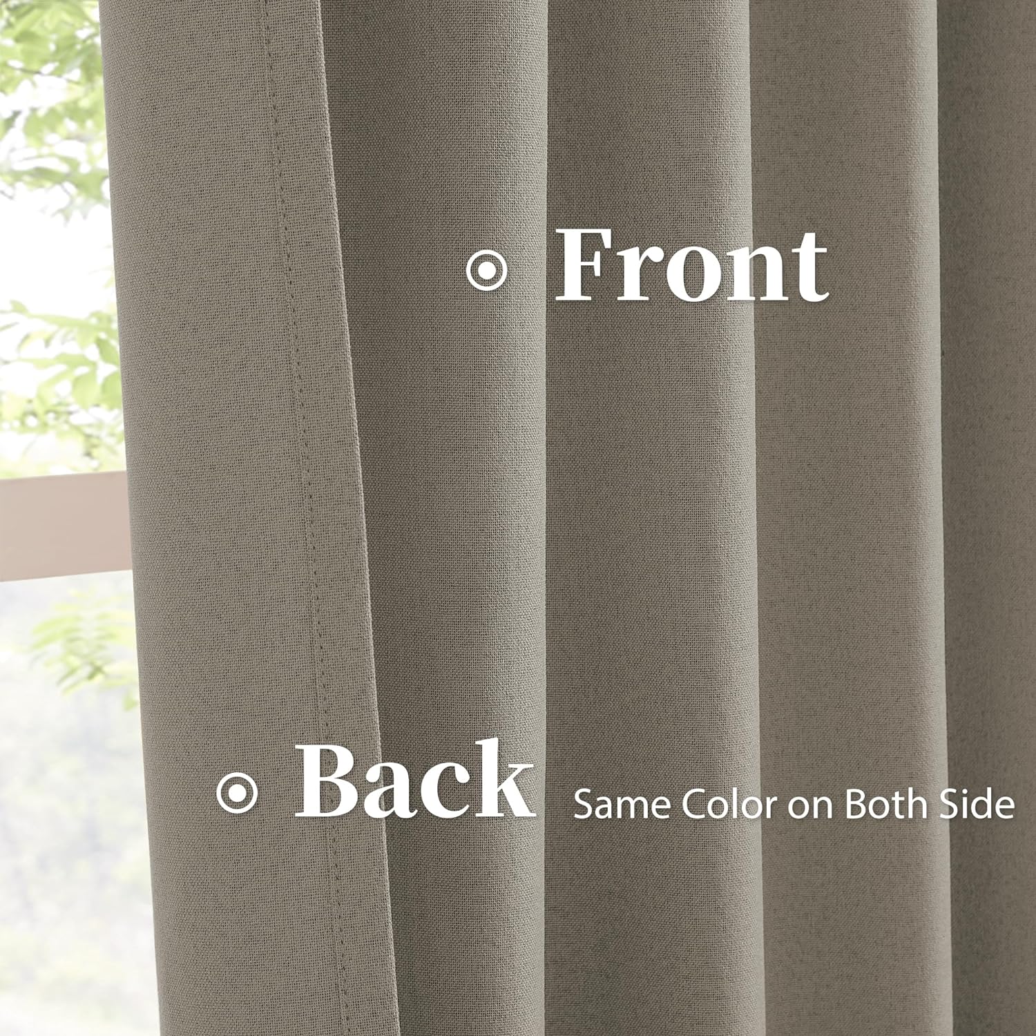 Keqiaosuocai Taupe Blackout Curtains Flax Linen 63 Inch Length Set of 2 Panels Back Tab Rod Pocket Hook Belt Rustic Farmhouse Country Vinta…