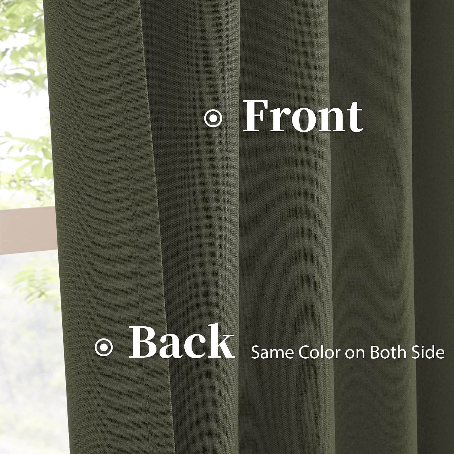 Keqiaosuocai Dark Olive Green Blackout Curtains 84 Inches Long 2 Panels Set- Faux Linen Textured Black Out Thermal Insulated Noise Reductio…
