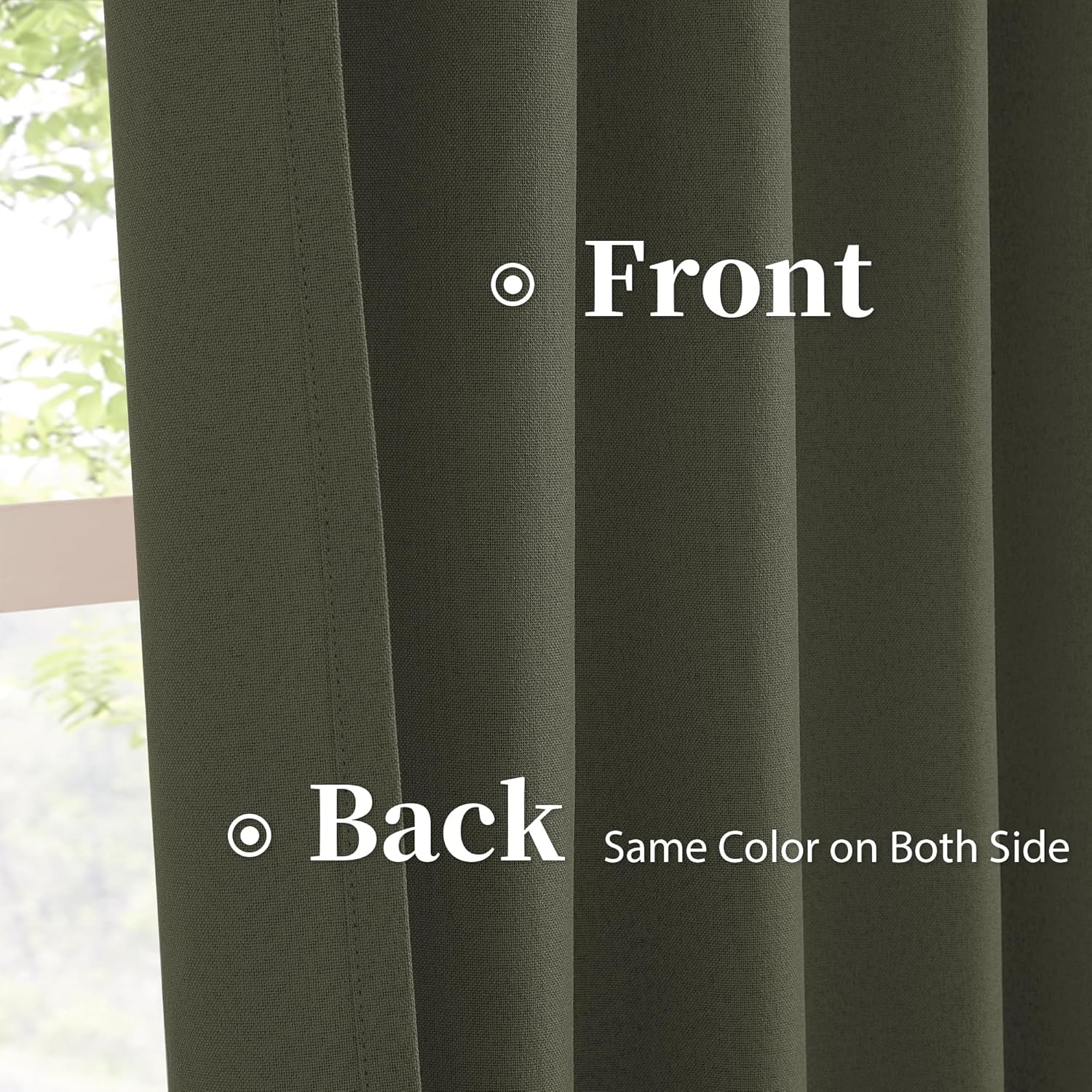 Keqiaosuocai Dark Olive Green Blackout Curtains 102 Inches Long 2 Panels Set- Faux Linen Textured Black Out Thermal Insulated Noise Reducti…