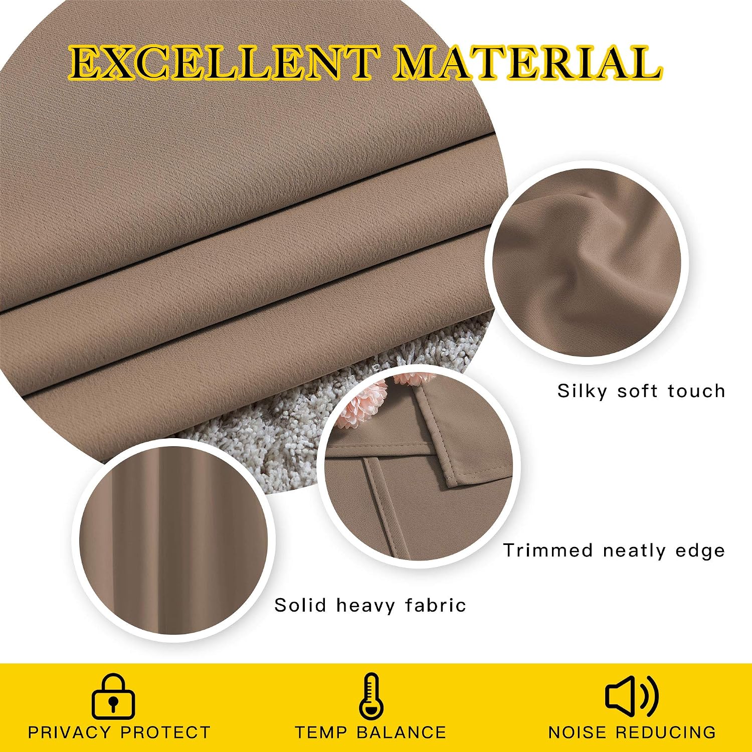 Nicetown Blackout Curtains 84 inch Length 2 Panels Set - 3 Pass Microfiber Noise Reducing Thermal Insulated Solid Ring Top Curtains & Drape…