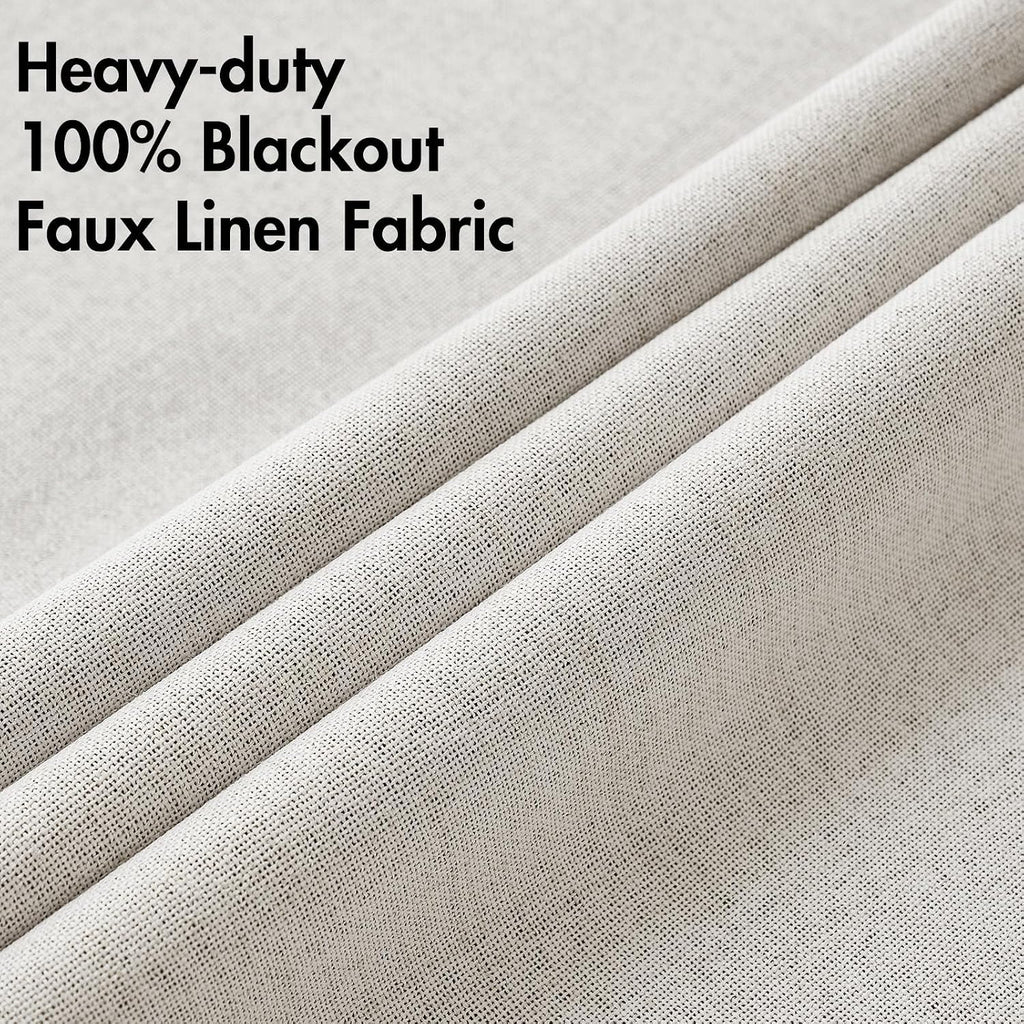 Miulee 100% Blackout Linen Textured Curtains for Bedroom Solid Thermal Insulated Cream White Grommet Room Darkening Curtains & Drapes Luxur…
