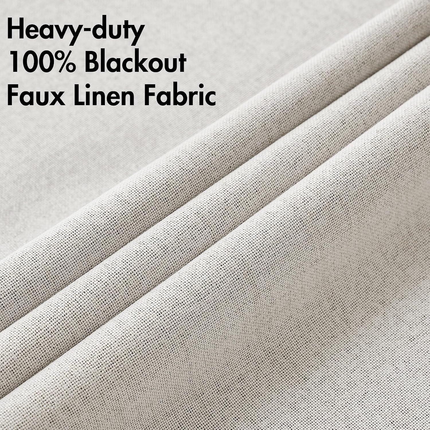 Miulee 100% Blackout Linen Textured Curtains for Bedroom Solid Thermal Insulated Cream White Grommet Room Darkening Curtains & Drapes Luxur…