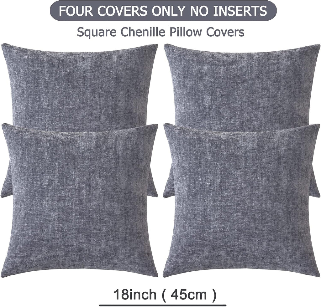 Gawamay Decorative Square Throw Pillow Covers 18"x18" Inch Set of 4, Super Soft Chenille Pillows Cover Fall Pillowcase for Living Room Bedr…