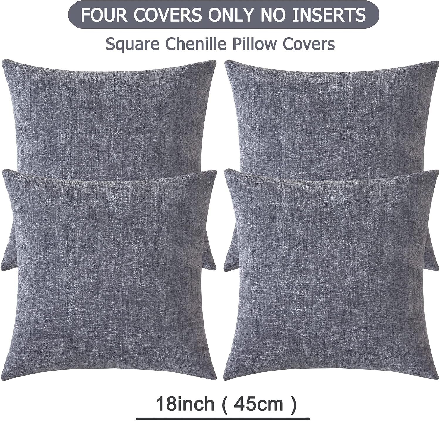 Gawamay Decorative Square Throw Pillow Covers 18"x18" Inch Set of 4, Super Soft Chenille Pillows Cover Fall Pillowcase for Living Room Bedr…