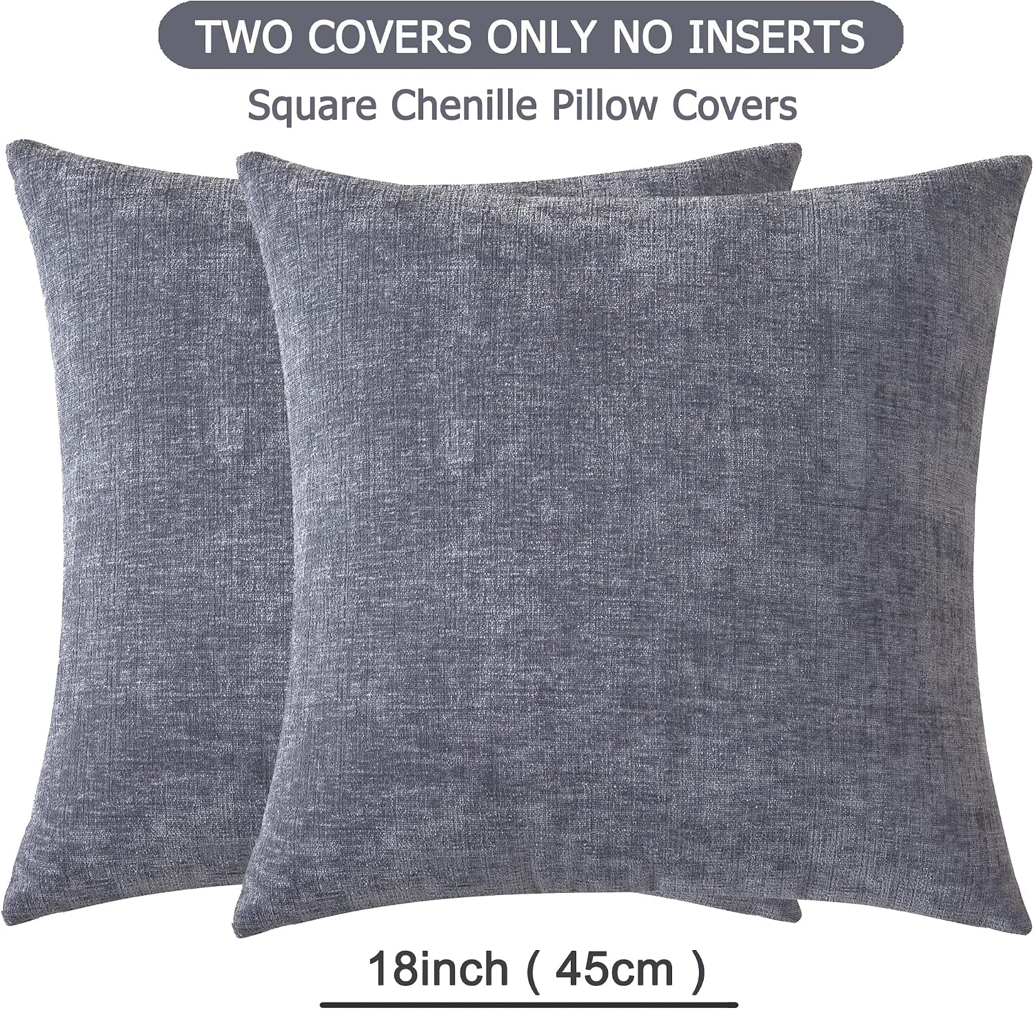 Gawamay Decorative Square Throw Pillow Covers 18"x18" Inch Set of 2, Super Soft Chenille Pillows Farmhouse Fall Pillowcase for Living Room…
