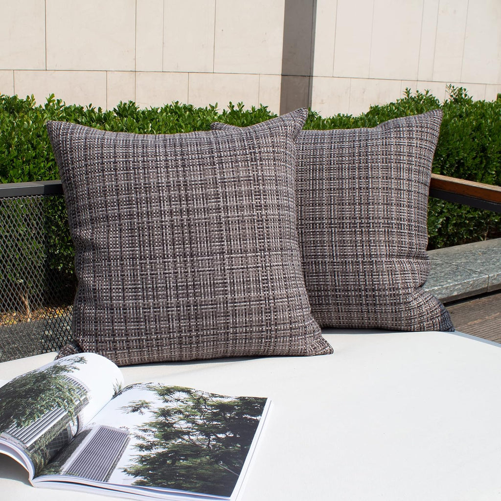Kevin Textile Pack of 2 Decorative Outdoor Waterproof Throw Pillow Covers Stripe Square Pillowcases Modern Cushion Cases for Patio Couch…