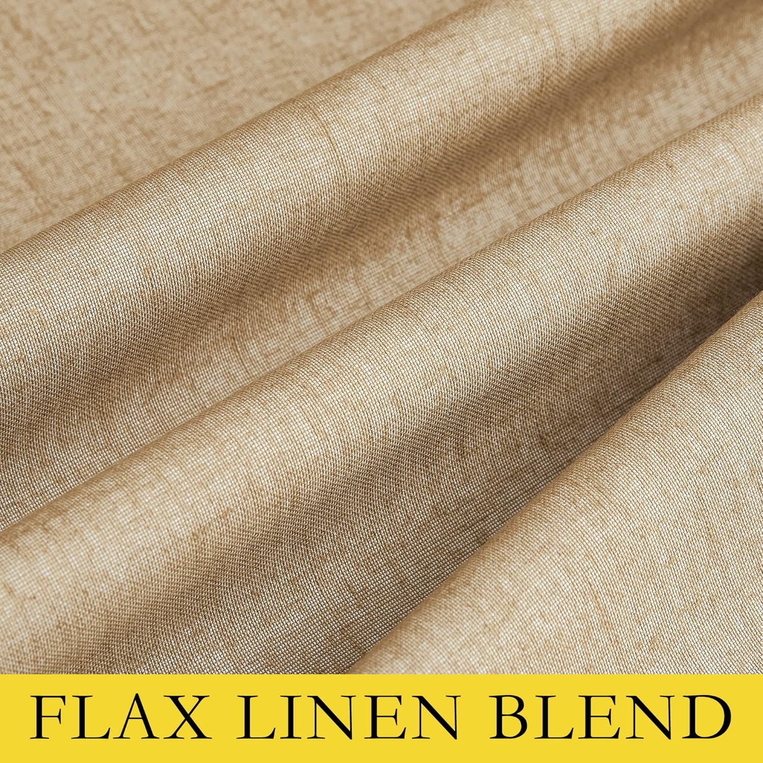 NICETOWN 100% Absolutely Blackout Linen Curtains with Thermal Insulated White Liner, Camel, 42" Wide by 63" Long, 2 Pieces, Linen Blend…