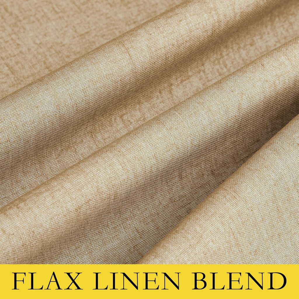 NICETOWN 100% Absolutely Blackout Linen Curtains with Thermal Insulated White Liner, Camel, 52" Wide by 45" Long, 2 Pieces, Linen Blend…