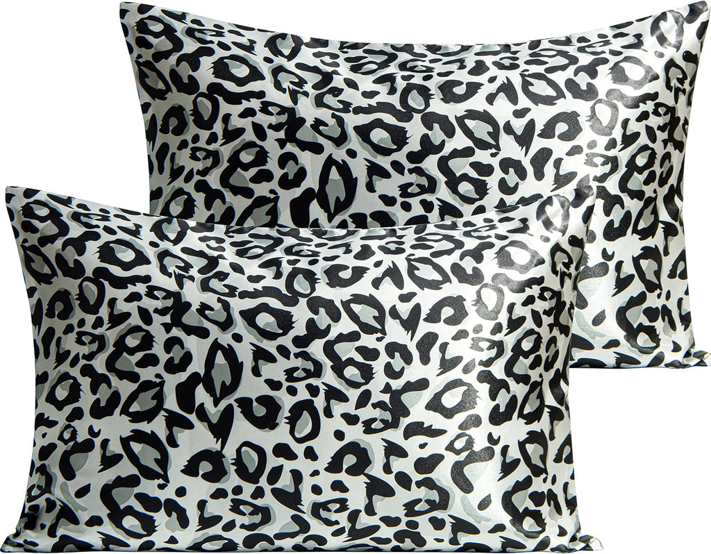 Ntbay 2 Pack Satin Queen Pillowcases for Hair and Skin, Luxurious and Silky Leopard Printed Pillow Cases with Envelope Closure, 20x30 Inche…