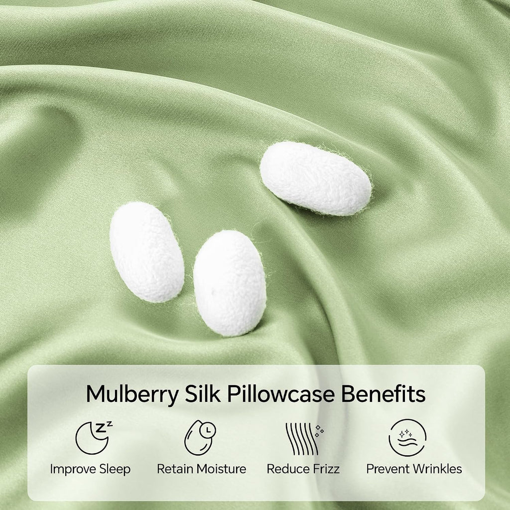 Infiixso Mulberry Silk Pillowcase for Hair and Skin, Silk Pillow Cases Queen Size with Hidden Zipper 20"x30", Extraordinary Smooth and Soft…