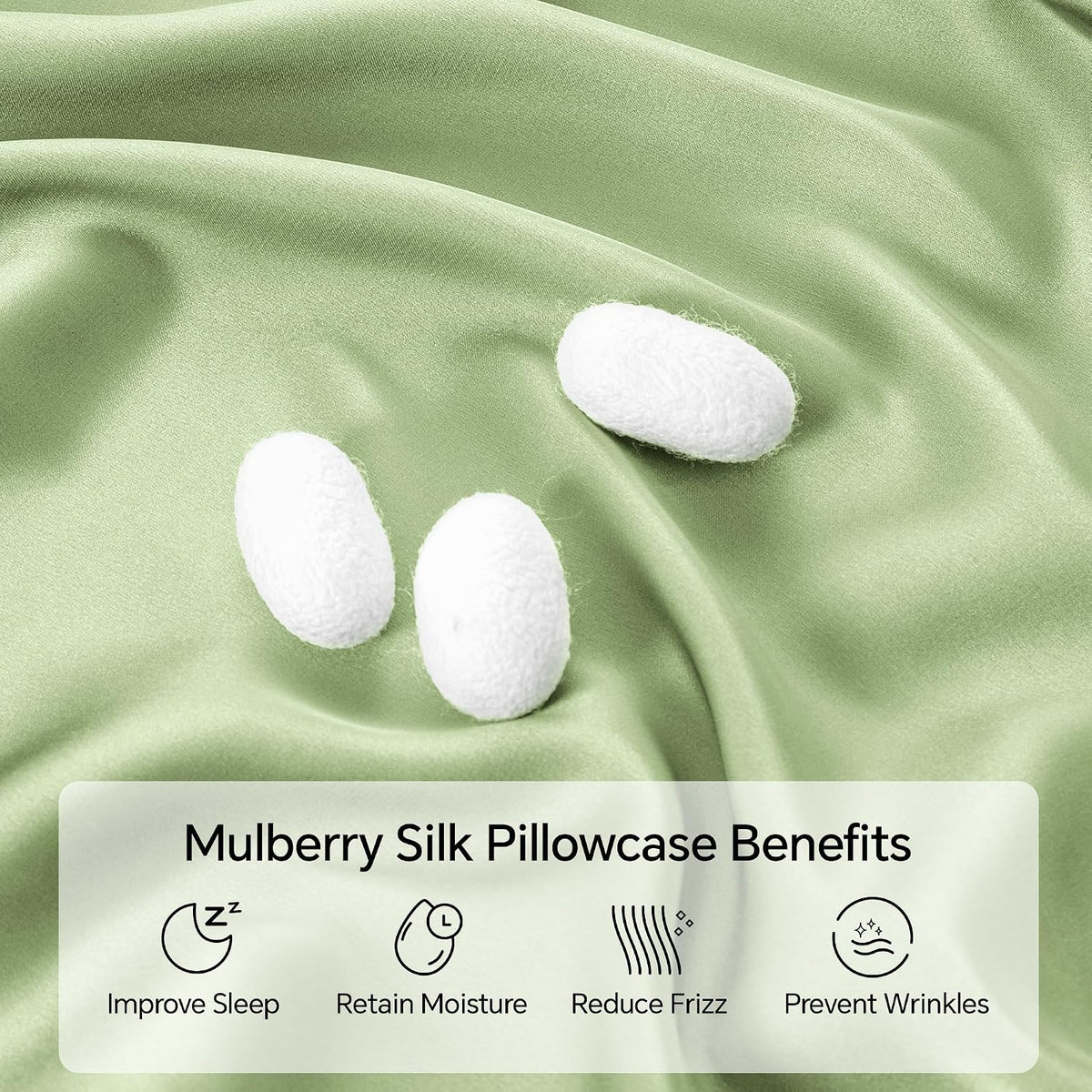 Infiixso Mulberry Silk Pillowcase for Hair and Skin, Silk Pillow Cases Standard Size with Hidden Zipper 20"x26", Extraordinary Smooth and S…
