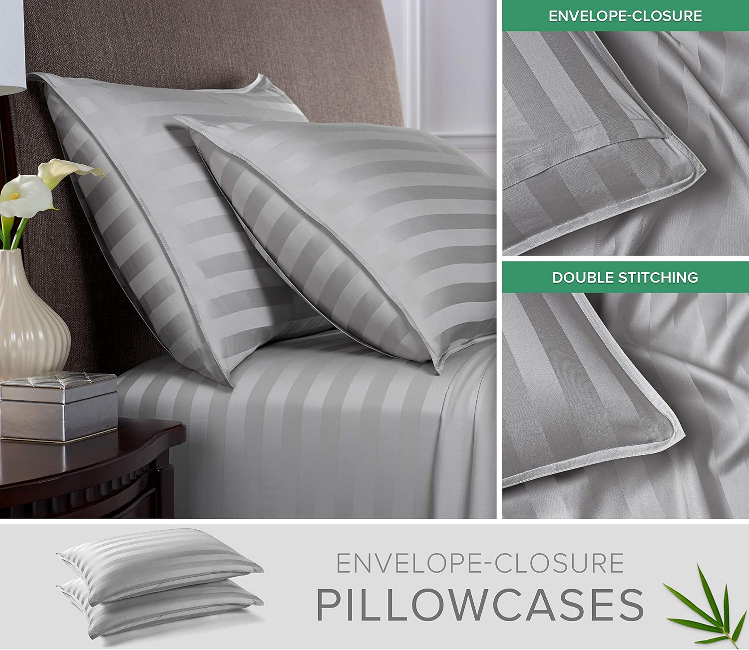 PureBamboo Pure Bamboo King Sheets, Genuine 100% Organic Viscose Derived from Bamboo Bed Sheet Set, Luxuriously Soft & Cooling, Double Stit…
