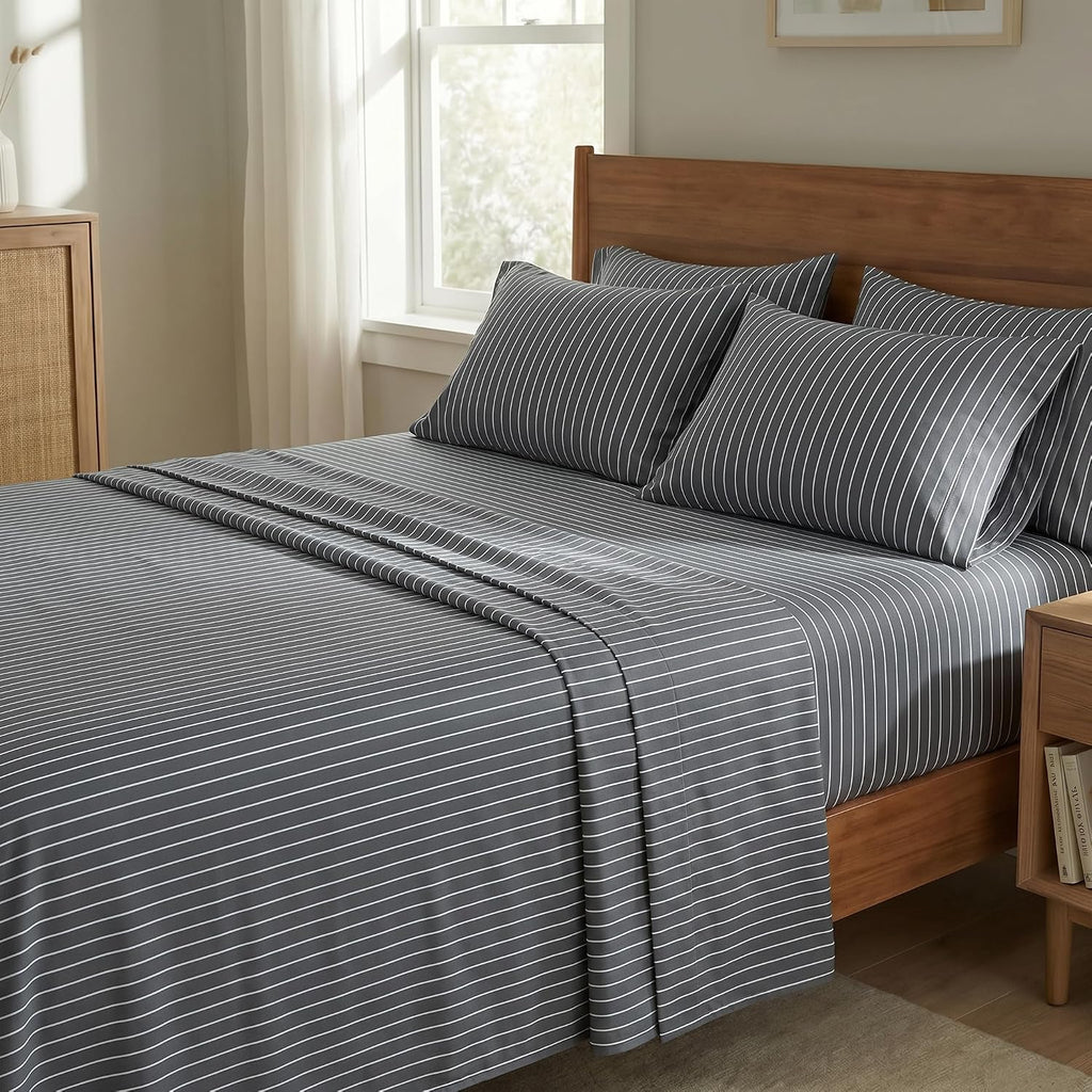 Perupima Peru Pima 415 Thread Count Percal King Sheet Set - 100% Peruvian Pima Cotton, 4 Piece (Flat, Fitted, 2 Pillowcases) - Cooling, Cri…
