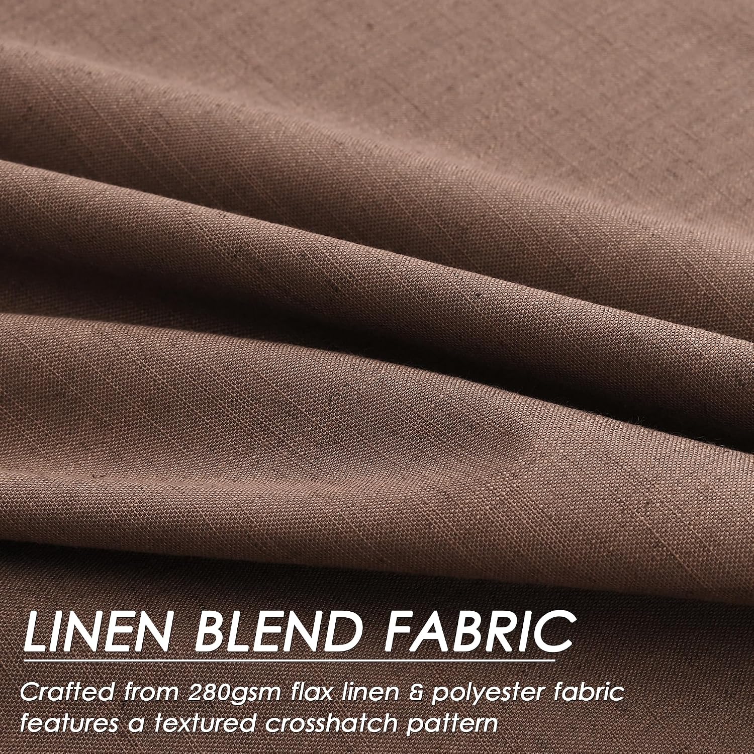 Nanspring Caramel Brown 100% Blackout Linen Curtains for Bedroom 108 Inches Long Back Tab Rod Pocket Thermal Insulated Vintage Rustic Black…