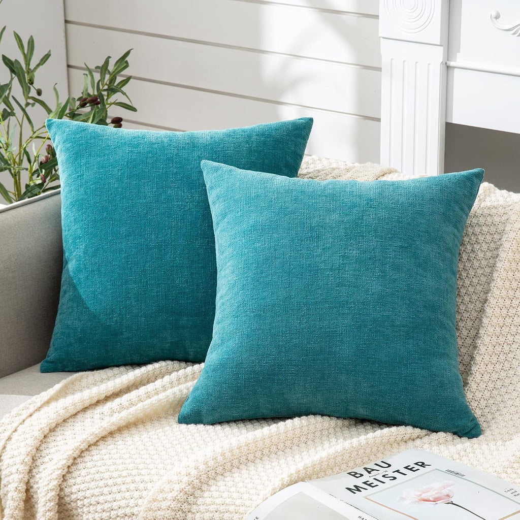 Gawamay Decorative Square Throw Pillow Covers Set of 2 for Sofa, Super Soft Chenille Farmhouse Pillowcases for Living Room Bedroom Home Dec…