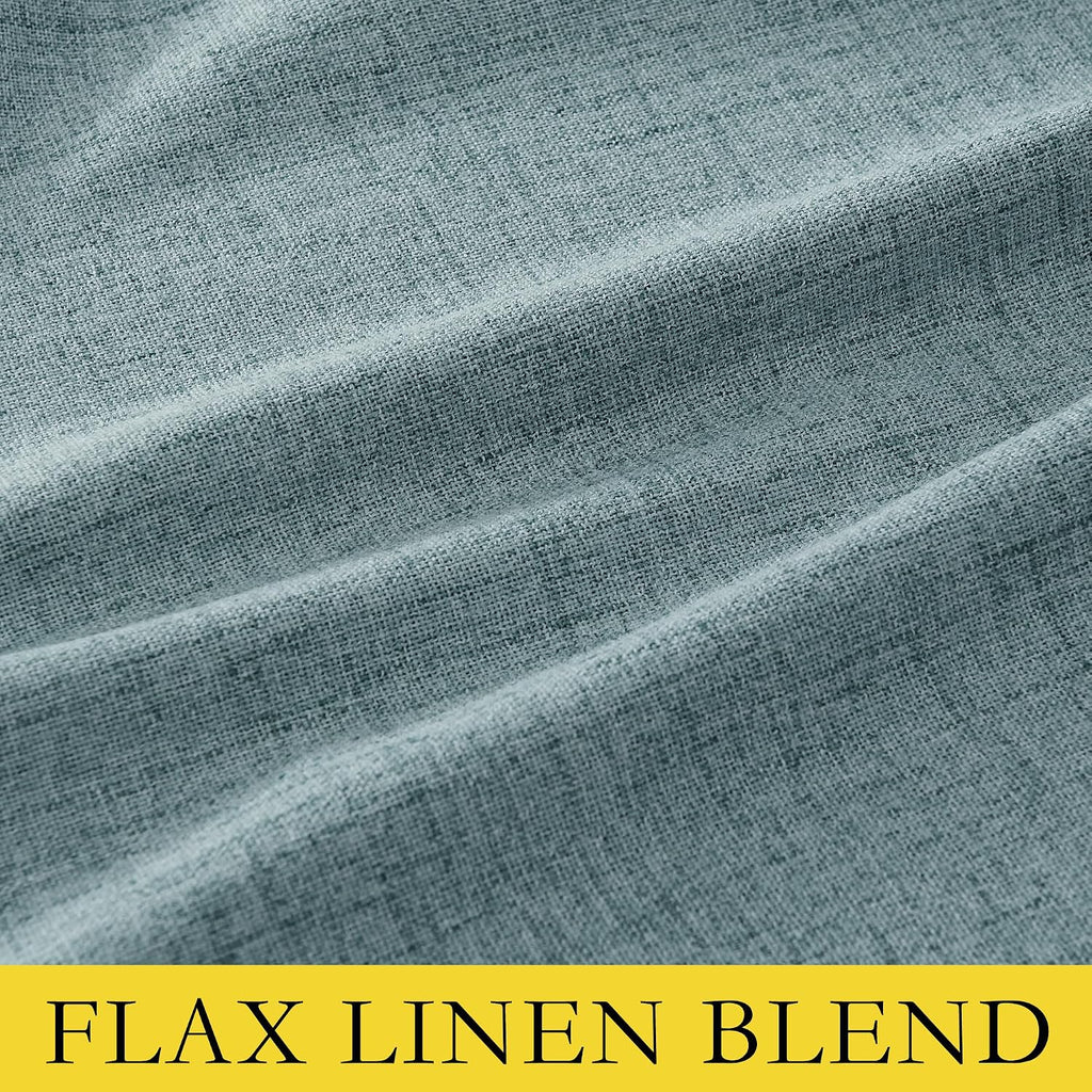 NICETOWN 100% Absolutely Blackout Linen Curtains with Thermal Insulated Liner, Skylark Blue, 62" Wide, 102" Length Energy Saving Curtains…
