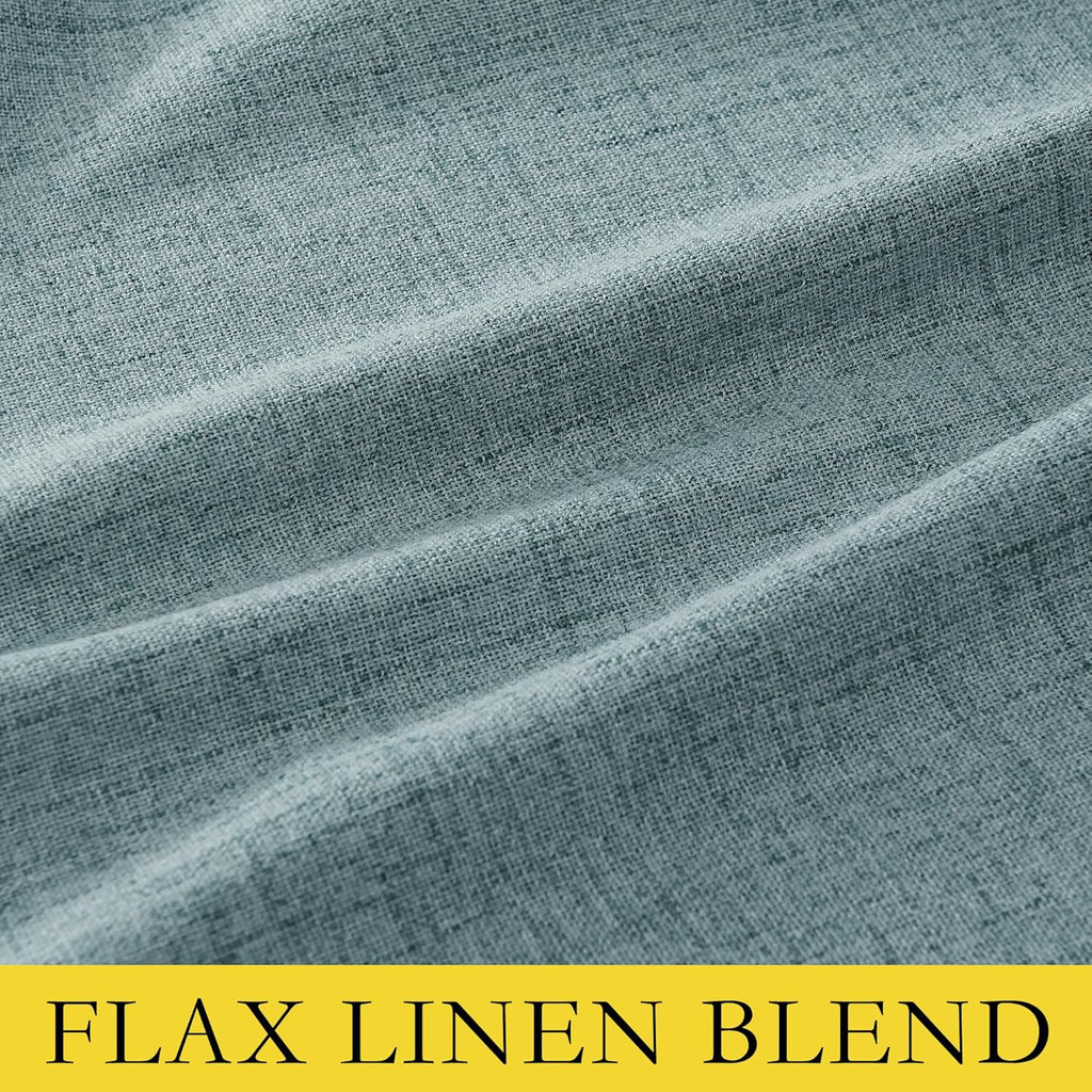 NICETOWN 100% Absolutely Blackout Linen Curtains with Thermal Insulated Liner, Skylark Blue, 62" Wide, 95" Length Energy Saving Curtains…