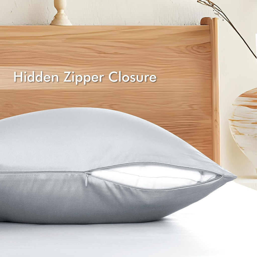 ShunjieHome 4 Pack Bamboo Viscose Pillow Protectors King Size, 400 Thread Count Cooling Zippered Pillowcases for Hot Sleepers & Night Sweat…